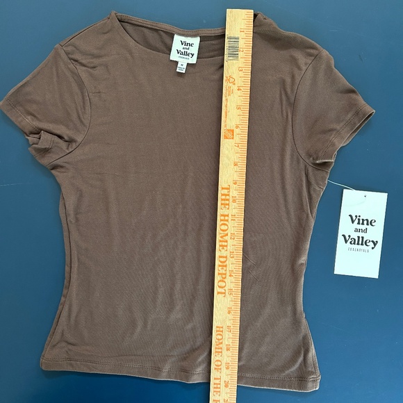 Brand New Fitted Stretchy Short Sleeve Brown Top - Picture 6 of 9